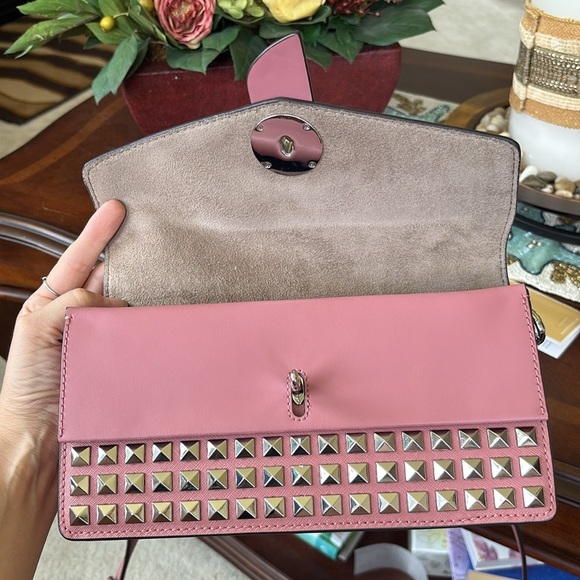 Brand New Michael Kors Pink Leather Greenwich Convertible Studded Shoulder Bag - Picture 9 of 16